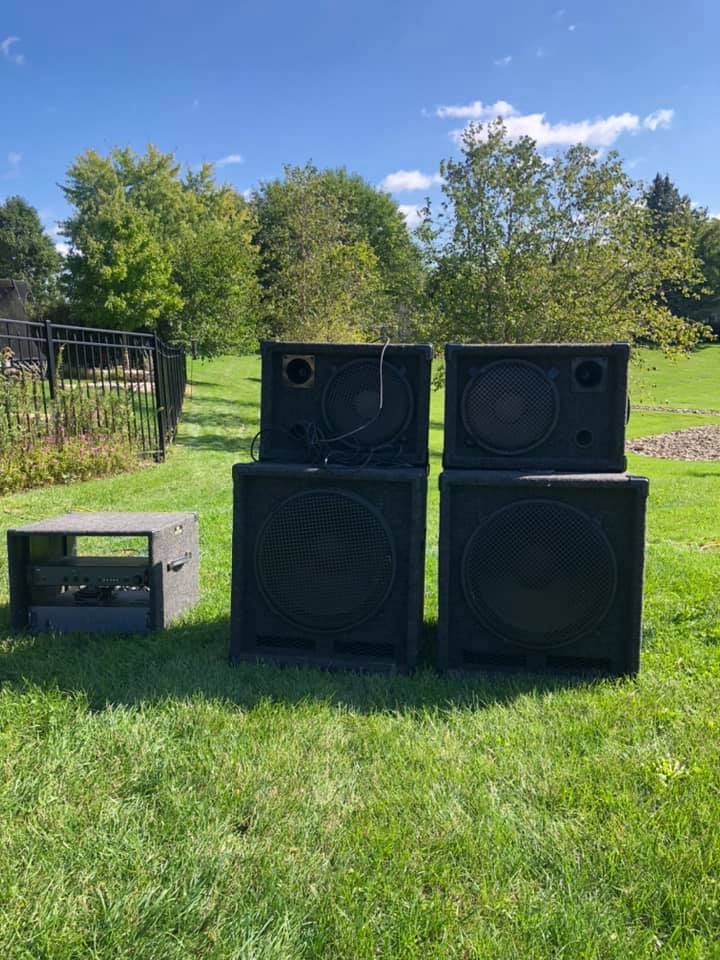 The speakers from Spectrum Sound and Lights.
