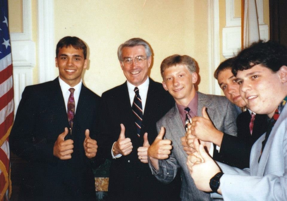 With Governor Jim Edgar — the Schwing.